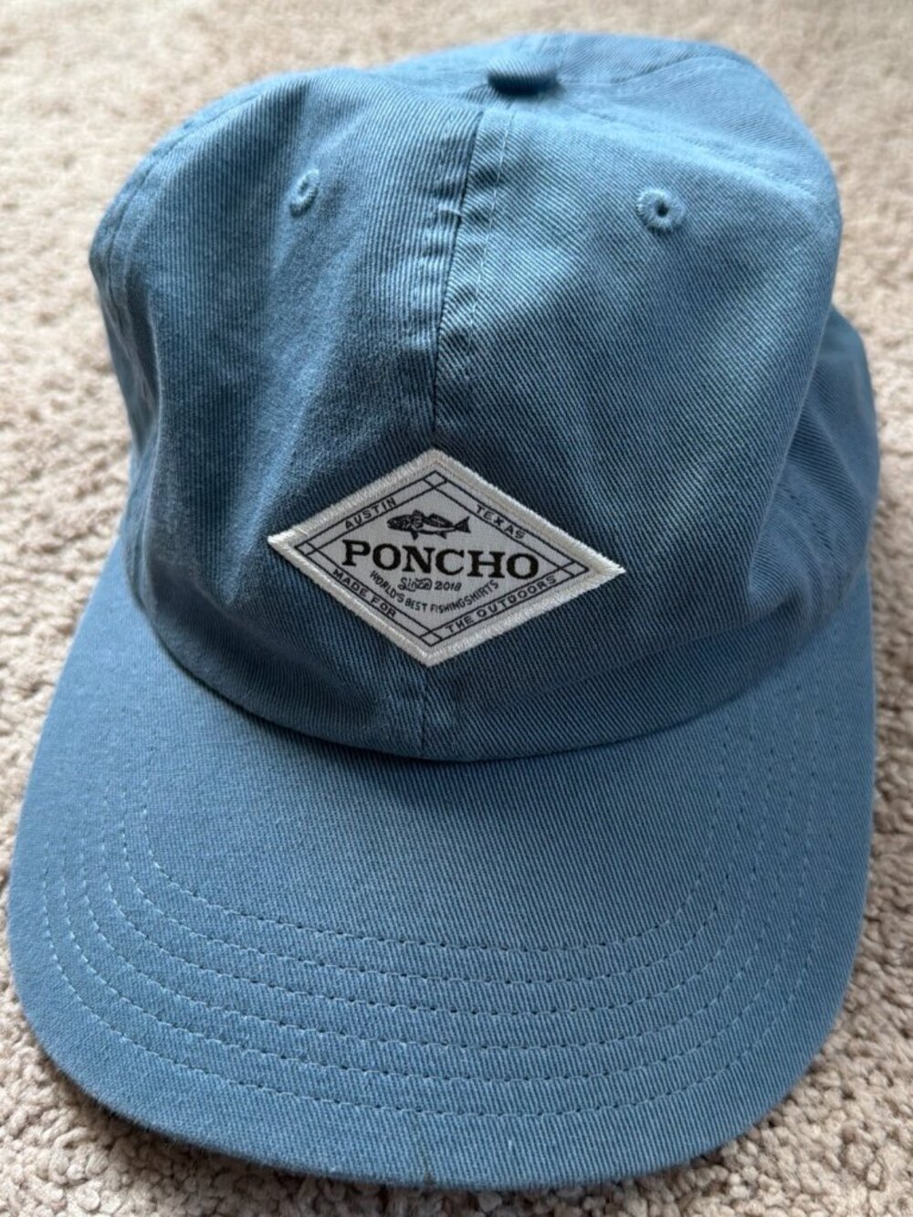 Poncho Outdoors Ball Cap Blue Adjustable Dad Hat Strapback Austin Texas Unisex